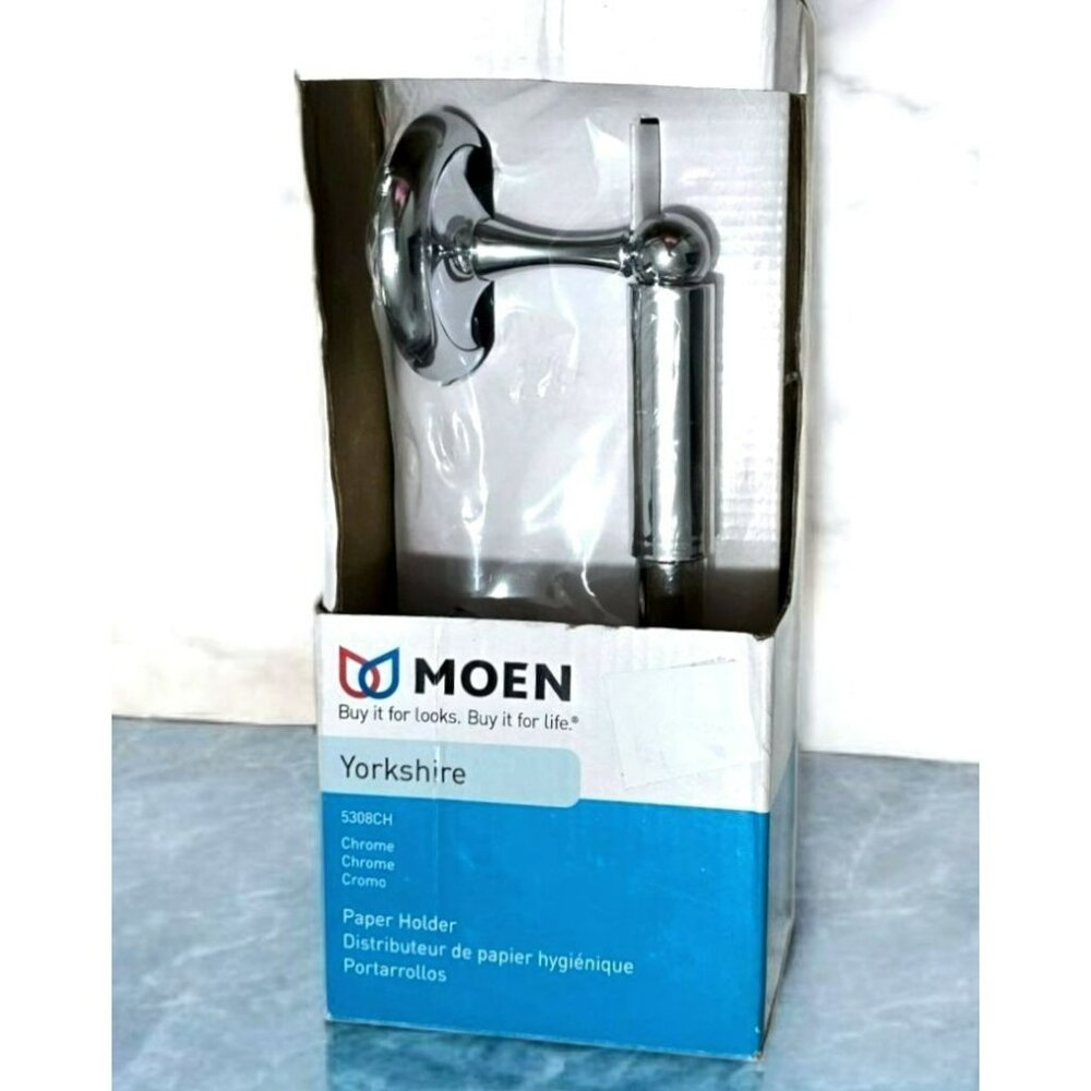 New Moen Chrome Toilet Paper Roll Holder Wall Mount Yorkshire Bathroom Accessory